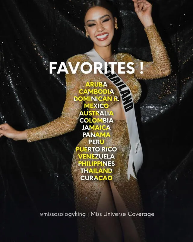 Amanda Obdam (Miss Universe Thailand 2020) colocó a Miss Aruba como su favorita en el Miss Universe 2022. Foto: Missosology King/Instagram