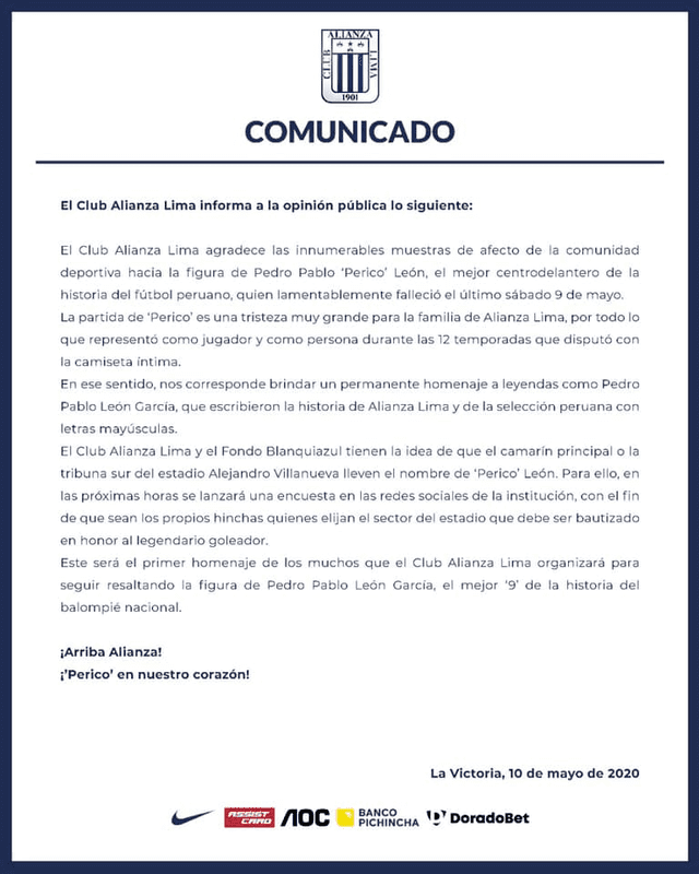 Comunicado Alianza Lima