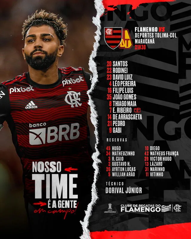 Once titular del Fla. Foto: Flamengo