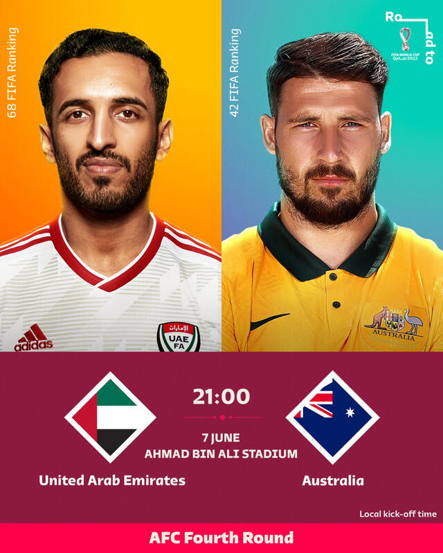 Emiratos Árabes vs. Australia será el último duelo de la eliminatoria asiática. Foto: FIFA