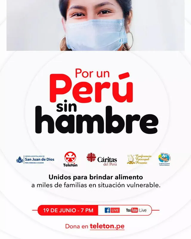 "Por un Perú sin hambre" ayudará a 100 comedores en Perú. Foto: captura Facebook. Foto: afiche oficial de "Por un Perú sin hambre"
