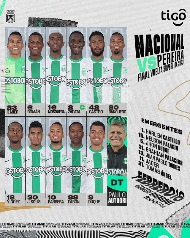  Equipo titular del Verdolaga. Foto: Atlético Nacional   