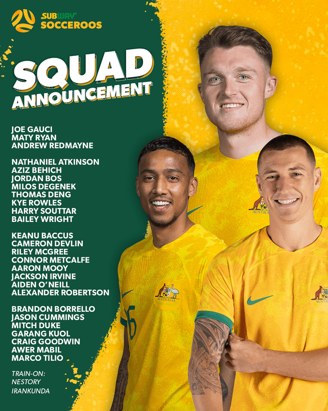  Convocados de Australia para la fecha FIFA. Foto: Twitter/Socceroos   