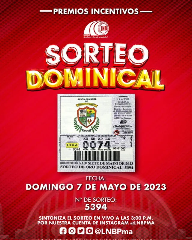  Lotería de Panamá de HOY, 7 de mayo. Foto: LNBPma/ Twitter   