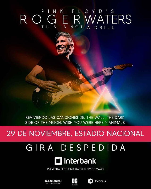 Banner oficial del concierto de Roger Waters en Perú. Foto: Roger Waters/Instagram   