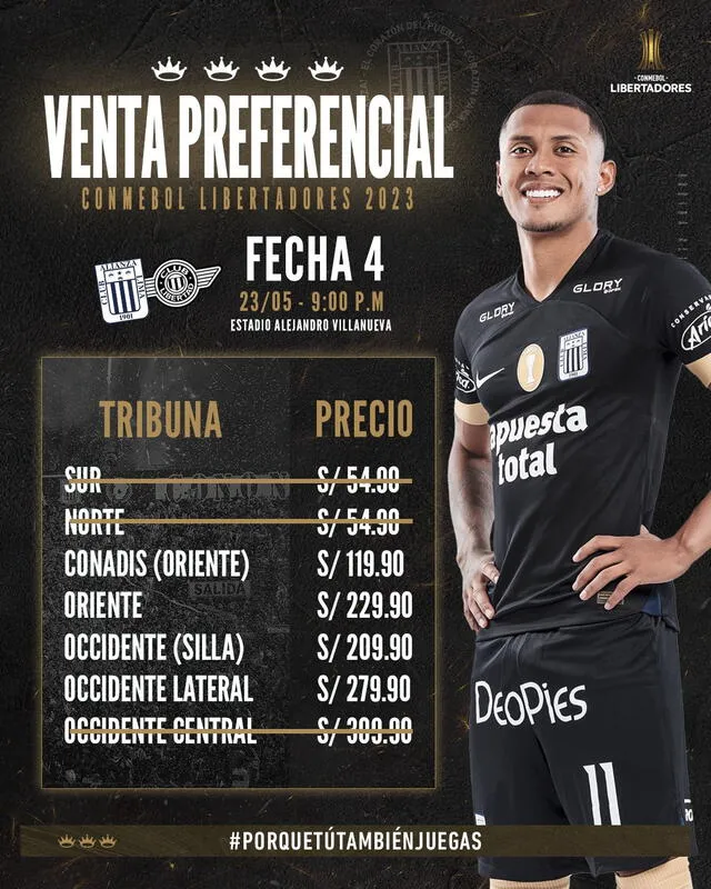 Precio de las entradas para el partido contra Libertad. Foto: Alianza Lima   