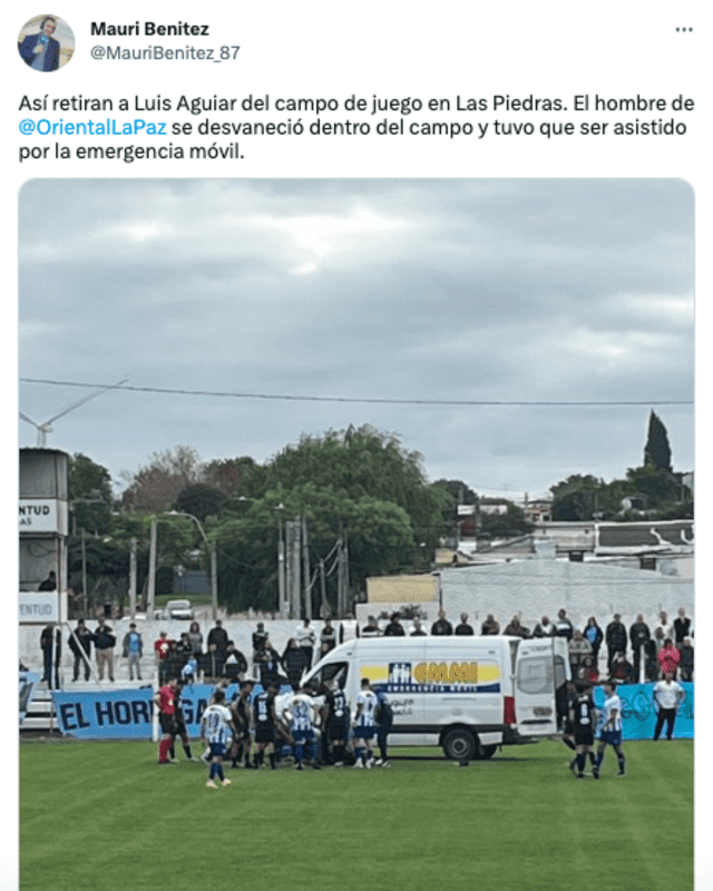 Reporte sobre el estado de Luis Aguiar. Foto: Twitter/Mauri Benítez   