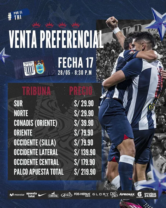 Precio de las entradas. Foto: Alianza Lima   