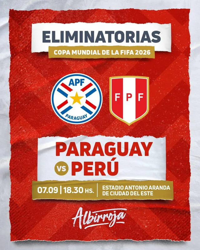 Información sobre el Perú vs. Paraguay. Foto: Albirroja.   