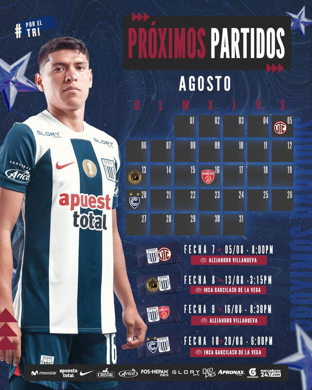  Partidos de Alianza Lima en agosto. Foto: Alianza Lima.   