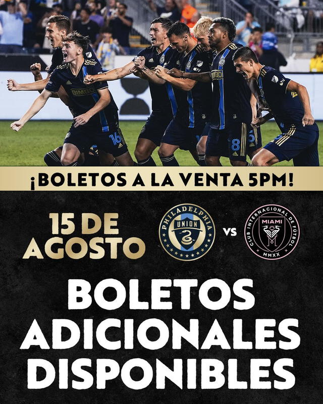 Entradas para el partido contra Inter Miami. Foto: Philadelphia Union   