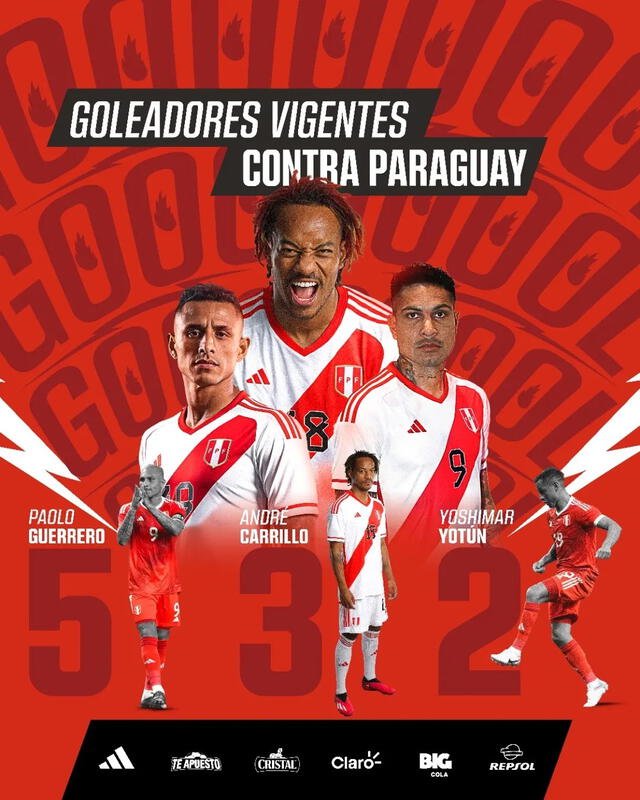 Goleadores de la selección peruana contra Paraguay. Foto: Selección peruana   