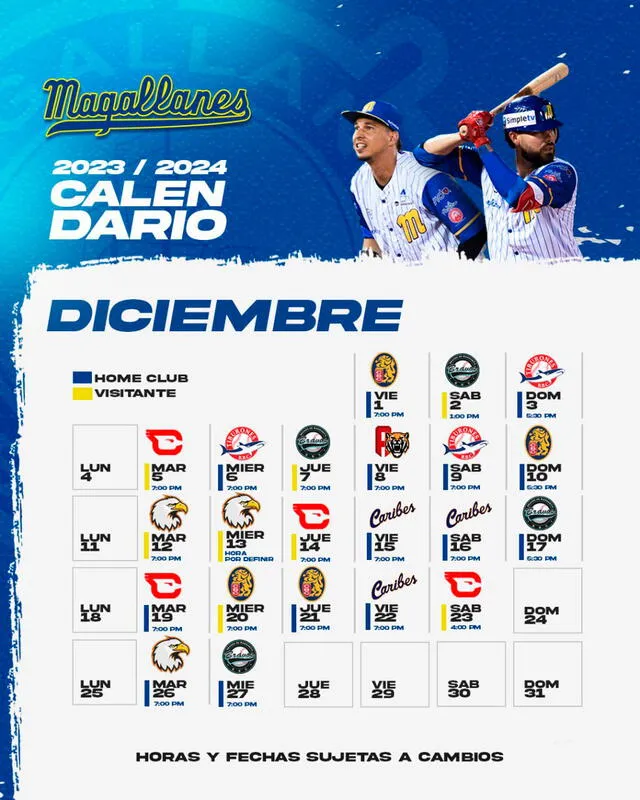 Calendario de los Navegantes del Magallanes. Foto: Magallanes_bbc / Twitter   