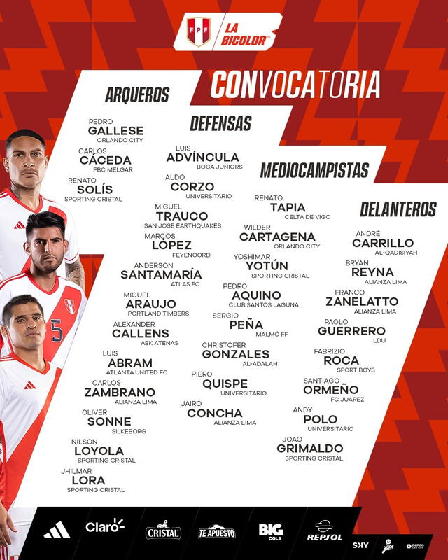 Lista de convocados. Foto: X/LaBicolor   