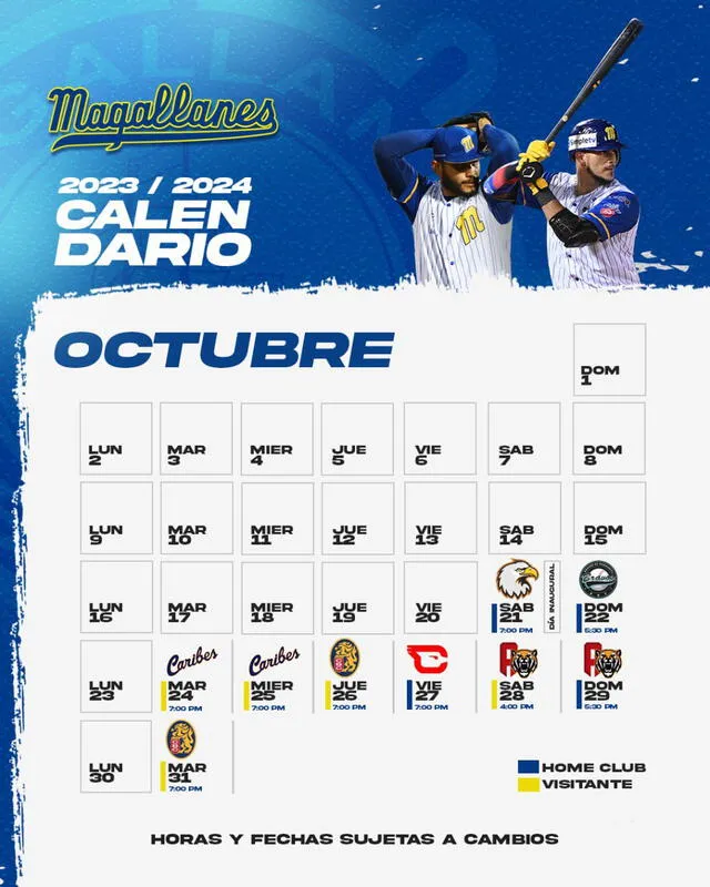 Partidos de octubre. Foto: Magallanes BBC/X   