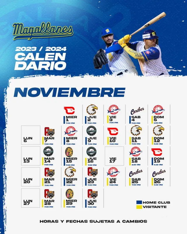  Partidos de noviembre. Foto: Magallanes BBC/X    