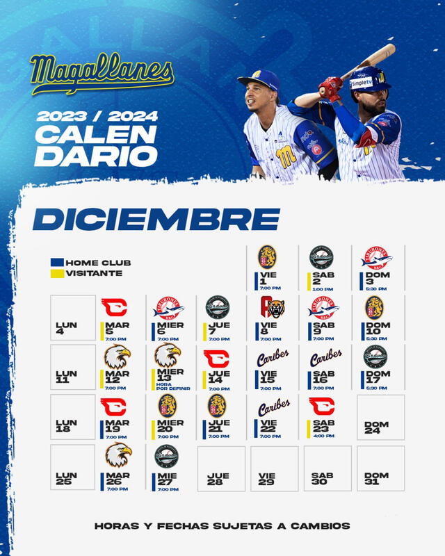  Partidos de diciembre. Foto: Magallanes BBC/X    