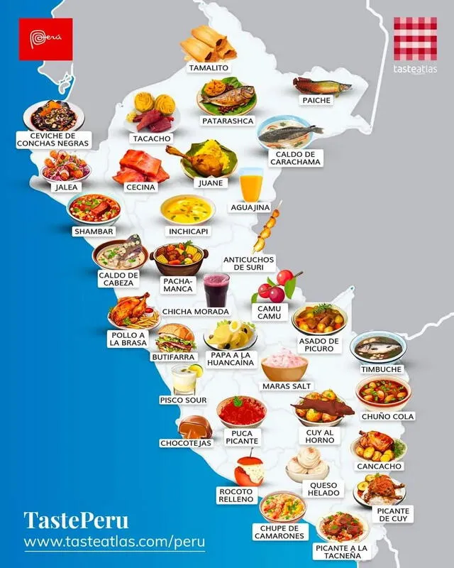  El mapa gastronómico de Perú hecho por Taste Atlas. Foto. Taste Atlas/Instagram 