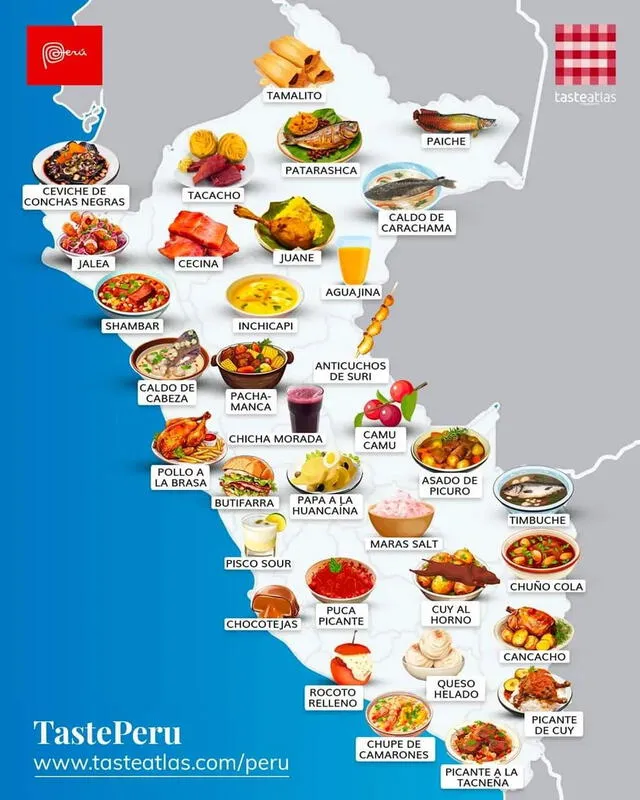  El mapa gastronómico de Perú hecho por Taste Atlas. Foto. Taste Atlas/Instagram   