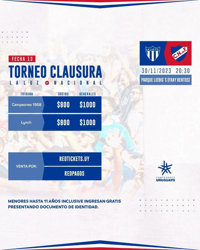 Entradas del partido ante La Luz. Foto: Club Nacional   