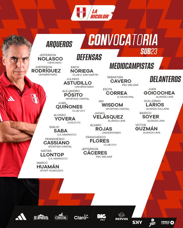 Convocatoria de la selección sub-23. Foto: selección peruana   