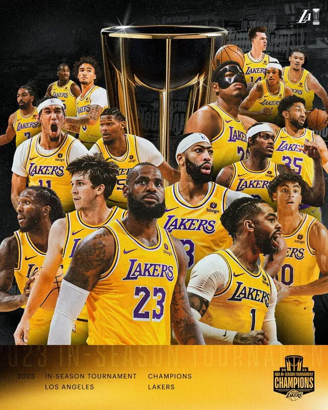 Impresionante poster de los campeones. Foto: Lakers   