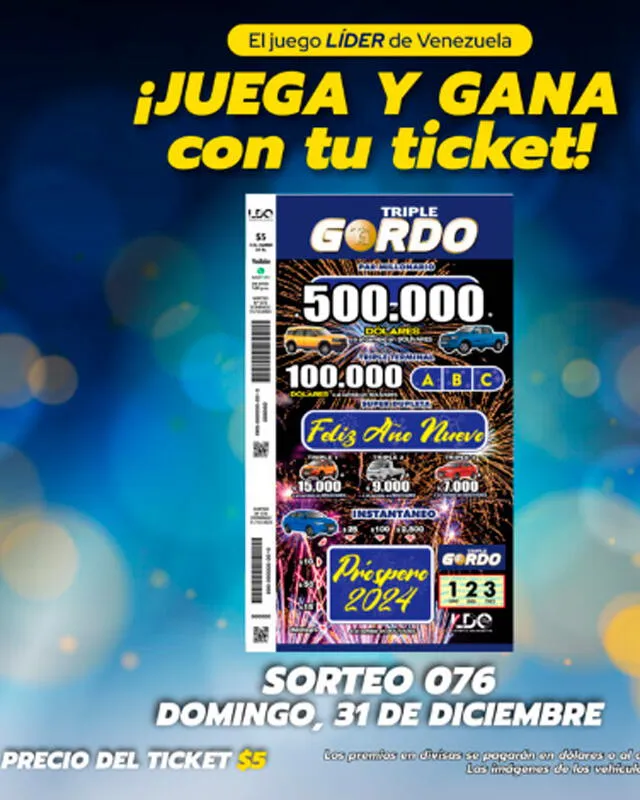  Imagen de la página que promociona el sorteo del domingo 31 de diciembre. Foto: Triple Gordo.   