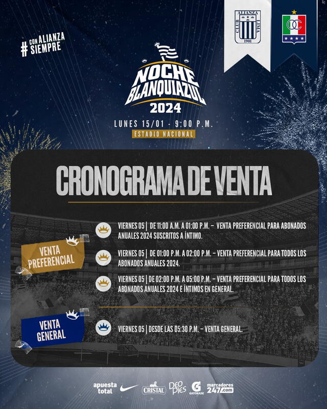 Venta de entradas para la Noche Blanquiazul. Foto: Alianza Lima.   