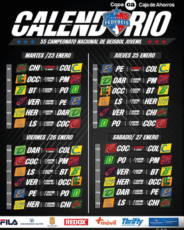 Calendario del Béisbol Juvenil 2024. Foto: Fedebeis   