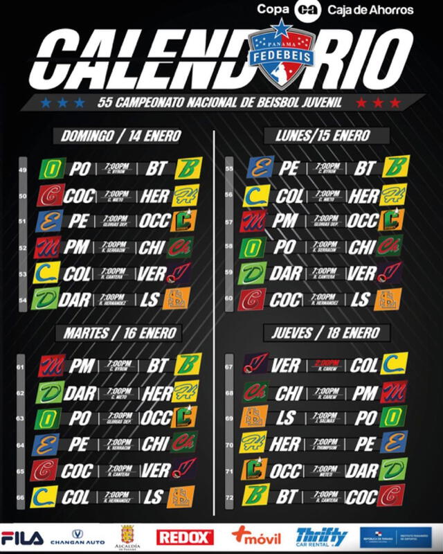 Calendario del Béisbol Juvenil 2024. Foto: Fedebeis   