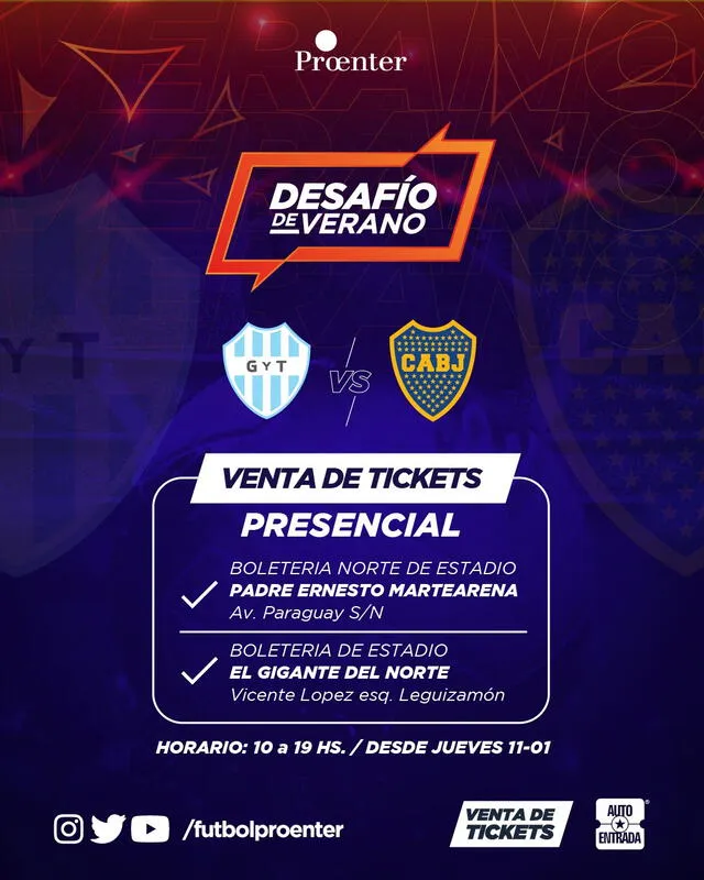 Entradas para amistoso ante Gimnasia y Tiro de Salta. Foto: Boca Juniors 