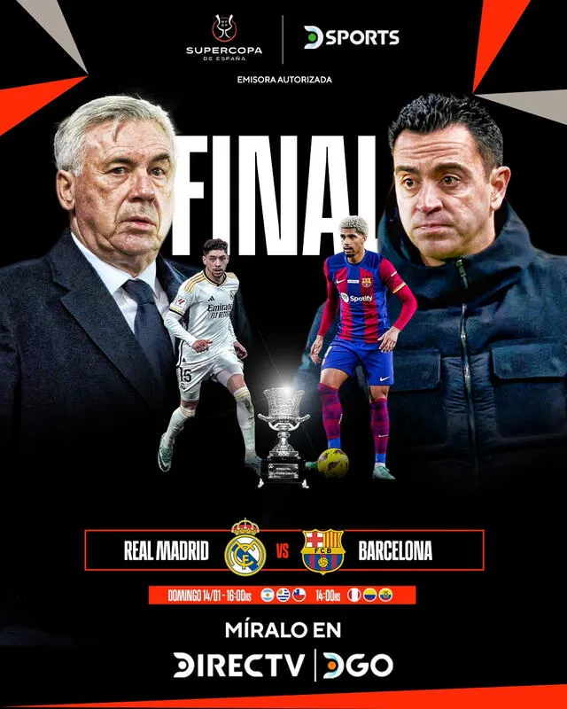  Banner de la final entre Barcelona y Real Madrid. Foto: DSports 