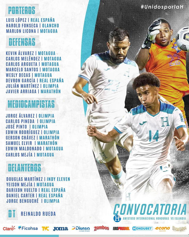 Convocados de Honduras. Foto: Fenafuth   