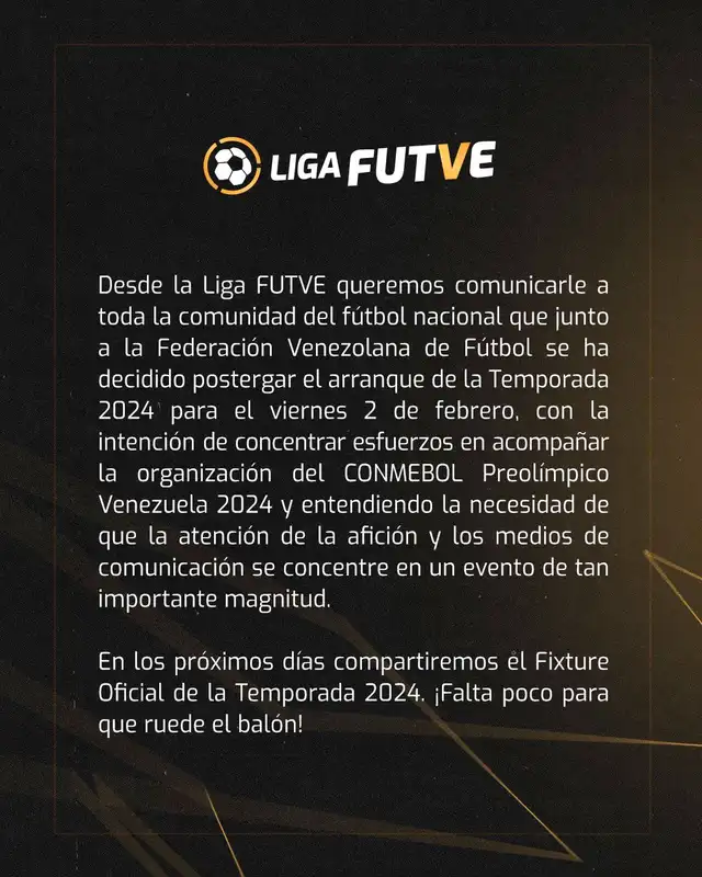 Comunicado de la Liga FutVe. Foto: Liga FutVe   