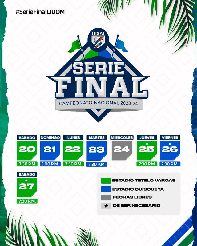 Calendario de la Serie Final de LIDOM 2023-24. Foto: LIDOM 