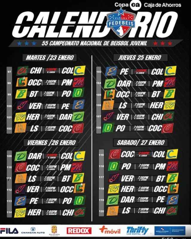 Calendario del Béisbol Juvenil 2024. Foto: Fedebeis   