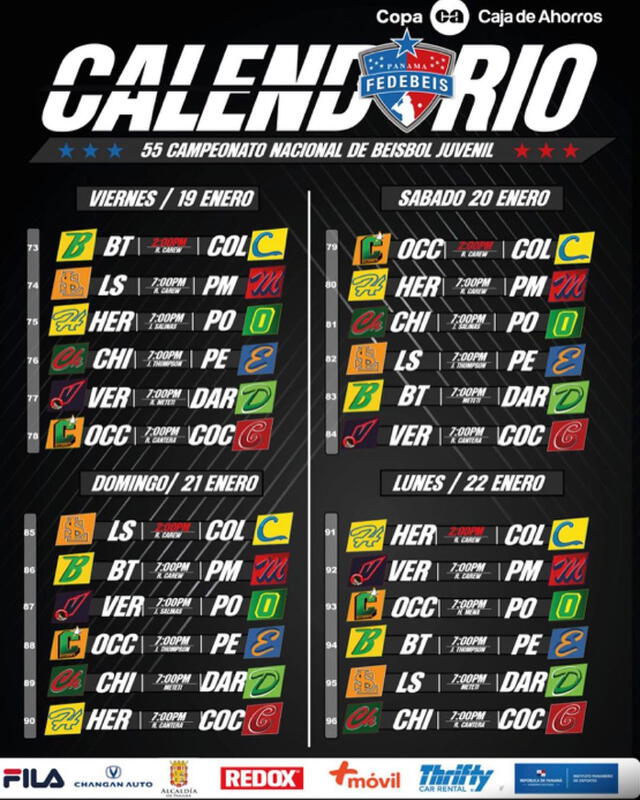 Calendario del Béisbol Juvenil 2024. Foto: Fedebeis   