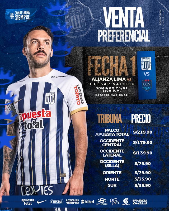 Precio de las entradas. Foto: Alianza Lima   