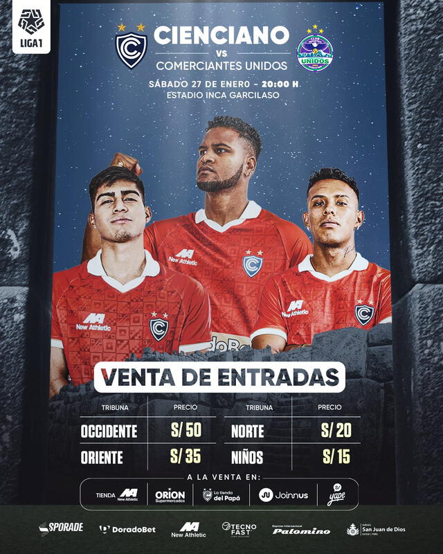 Precio de entradas. Foto: Cienciano   