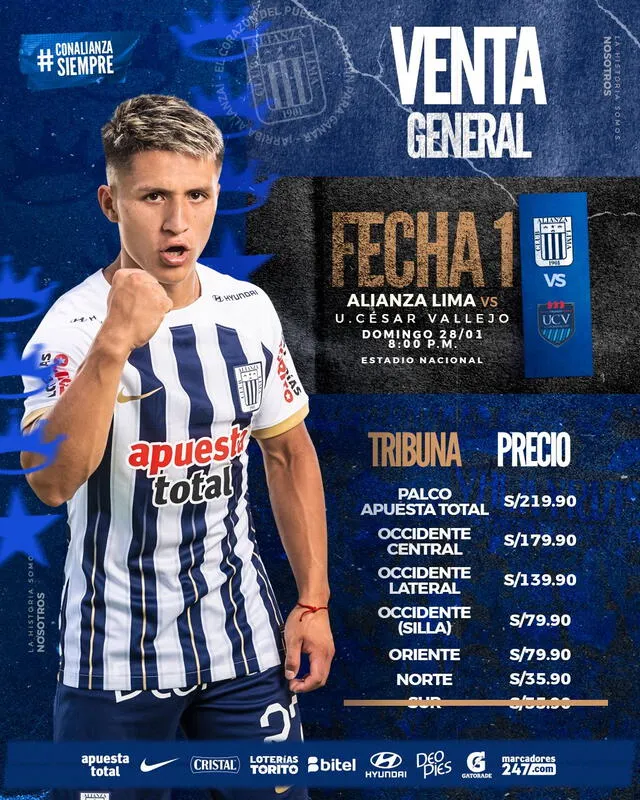 Precios de entradas Alianza Lima vs. Vallejo. Foto: Alianza Lima/X 