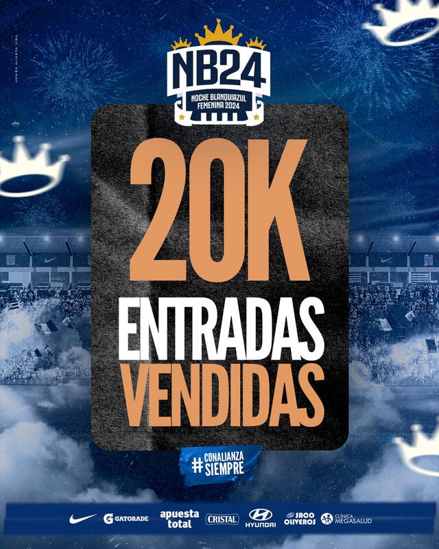 Entradas vendidas para la Noche Blanquiazul Femenina 2024. Foto: Alianza Lima Femenino 