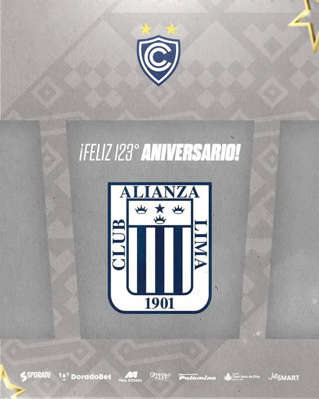 Publicación de Cienciano del Cusco por el aniversario de Alianza Lima. Foto: Club Cienciano/X   