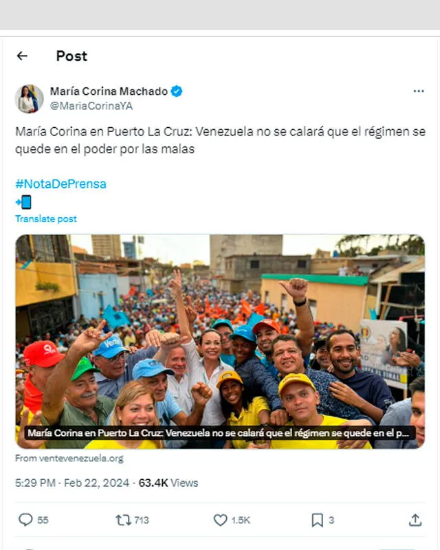 María Corina Machado asegura que luchará contra el régimen de Nicolás Maduro. Foto: composición LR/X   
