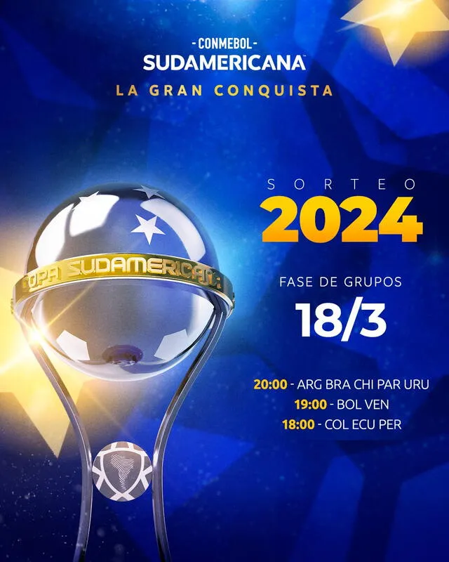 Fecha para el sorteo de la fase de grupos del torneo. Foto: Conmebol Sudamericana   
