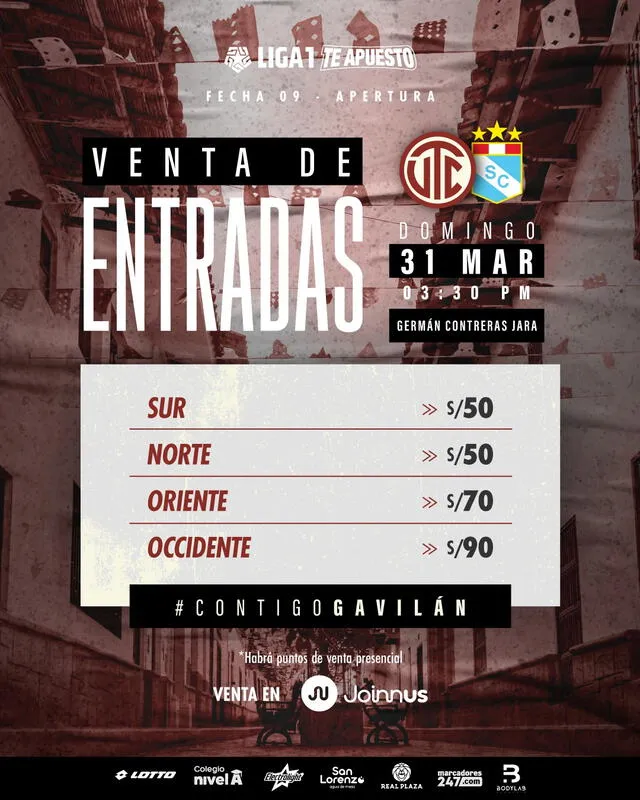 Precios de las entradas para el choque ante Sporting Cristal. Foto: UTC Oficial   