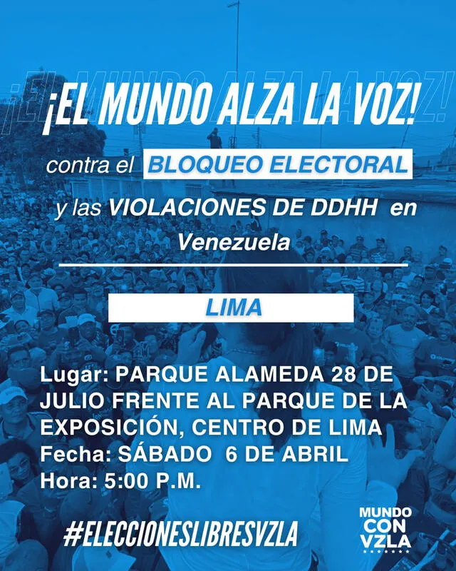 Afiche sobre reunión para manifestarse en contra de la situación en Venezuela. Foto: X Afiche sobre reunión para manifestarse en contra de la situación en Venezuela. Foto: X