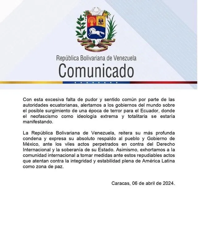 Continuación del enunciado. Foto: Gobierno de Venezuela   