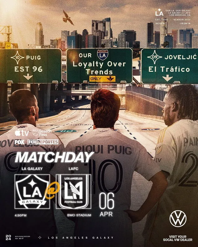 La fecha 7 de la MLS tiene como protagonistas a LAFC y LA Galaxy en el llamado 'Clásico del tráfico'. Foto: LA Galaxy/X   