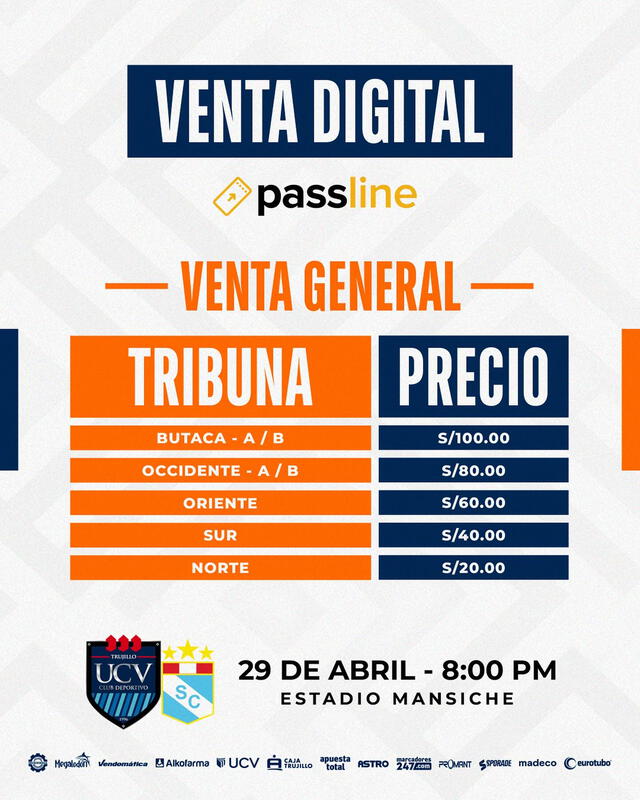 Precios de las entradas para el partido ante Sporting Cristal. Foto: UCV   