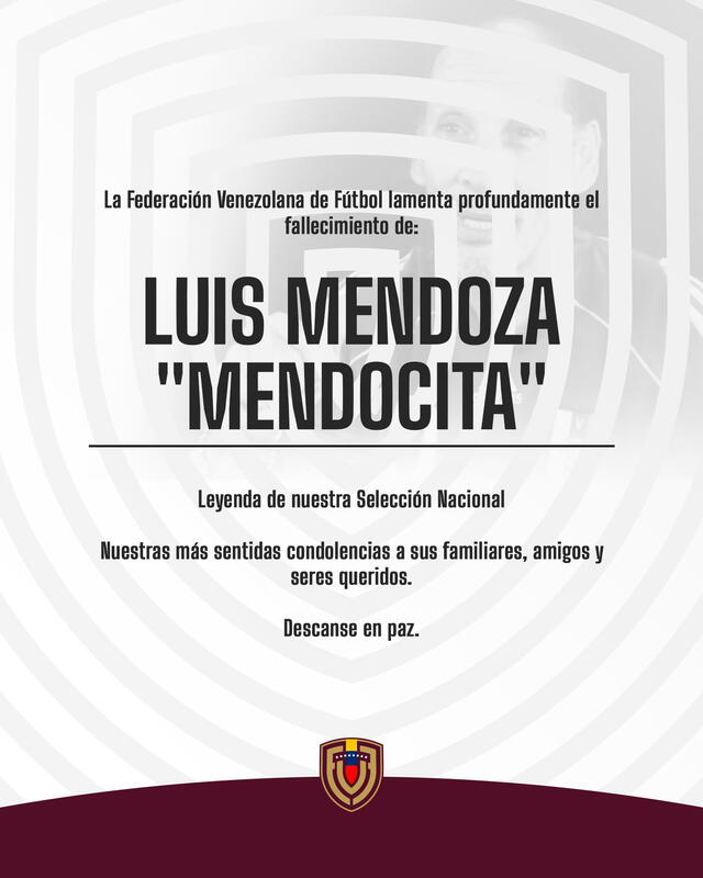 Anuncio de la FVF sobre el fallecimiento de Luis Mendoza. Foto: FVF_Oficial/X   